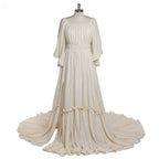 Elegantes vestidos de maternidad con hombros descubiertos, mangas largas y aberturas laterales para sesiones de fotos, accesorios de fotografía para baby shower SY211029 