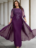 Vestidos de madre de la novia de corte A/princesa con escote joya y largo hasta el suelo
