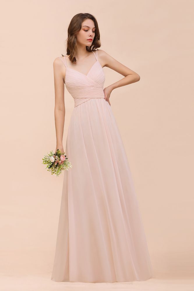 Vestido de dama de honor playero rosa empolvado sin mangas de corte A para invitada de boda