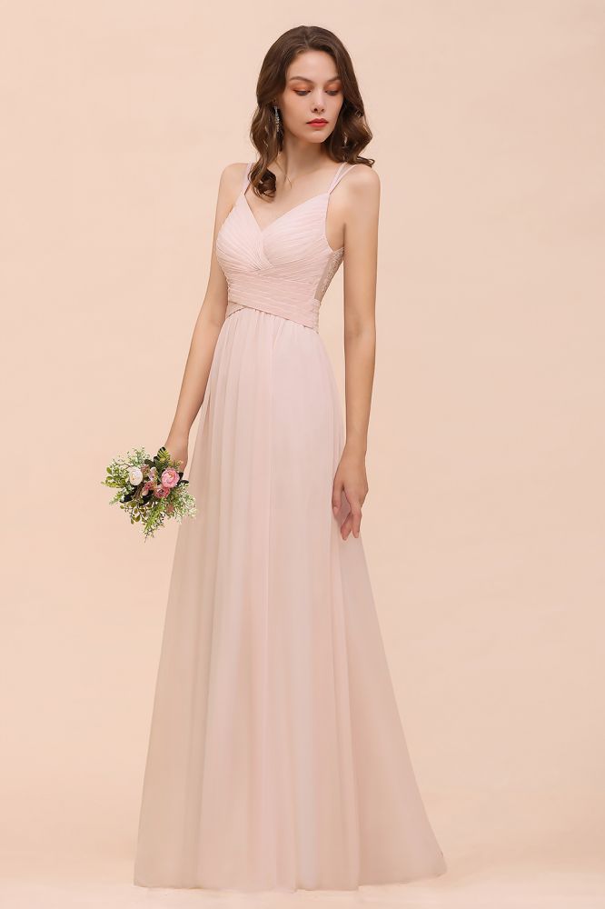 Vestido de dama de honor playero rosa empolvado sin mangas de corte A para invitada de boda