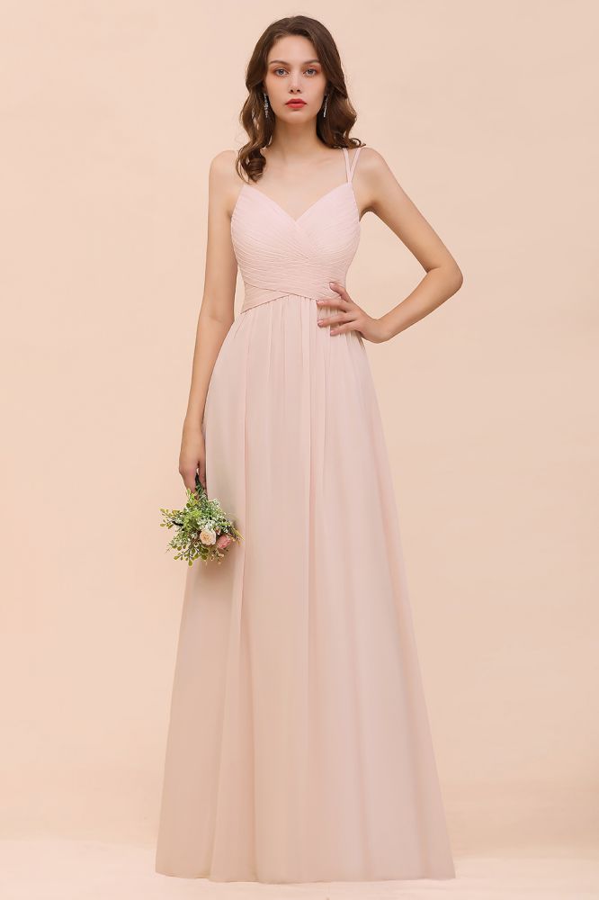 Vestido de dama de honor playero rosa empolvado sin mangas de corte A para invitada de boda