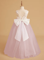 Dream Princess Sleeveless Detachable Train Flower Girl Dress