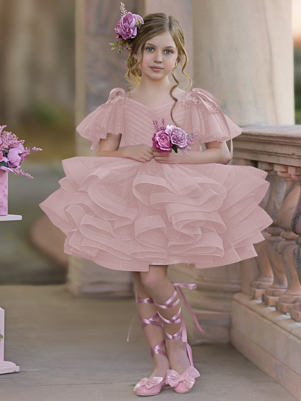 Ballkleid/Princess-Linie Tüll Knielang Geburtstagskleid für Blumenmädchen 