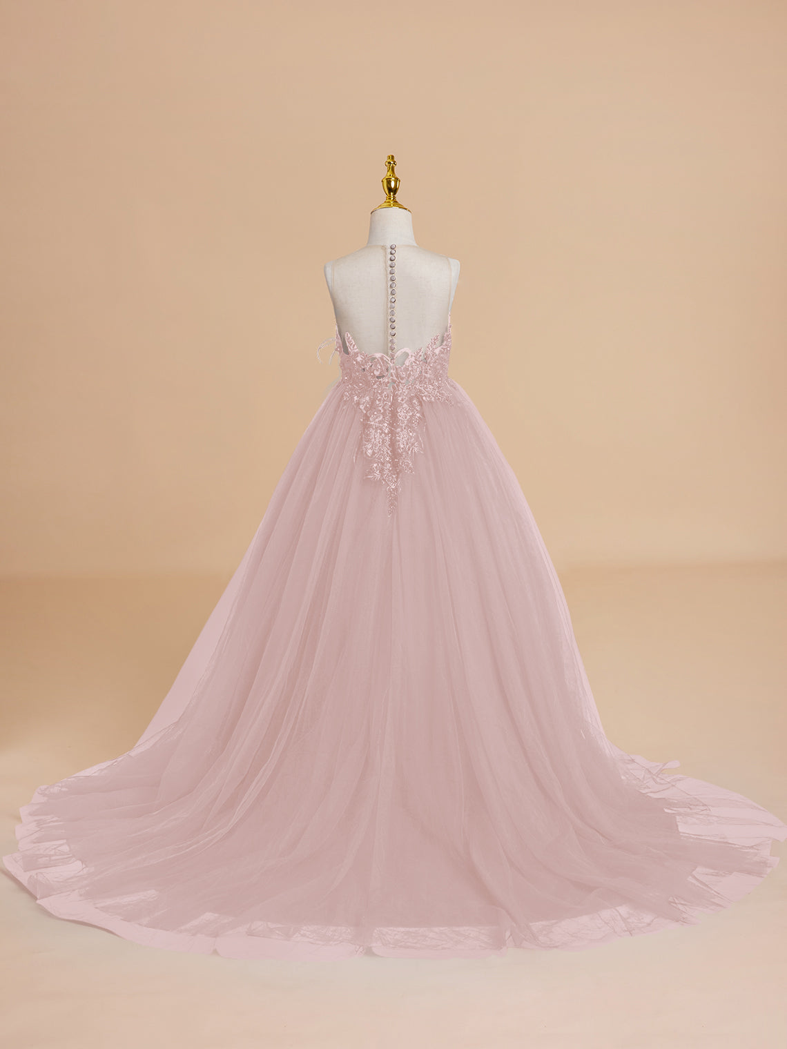 Ball-Gown/Princess Tulle Sweep Train Flower Girl Dress