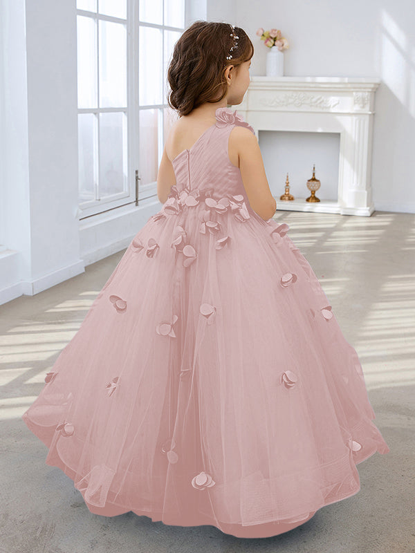 Duchesse-Linie/Princess-Linie Tüll Bodenlang Blumenmädchenkleid 
