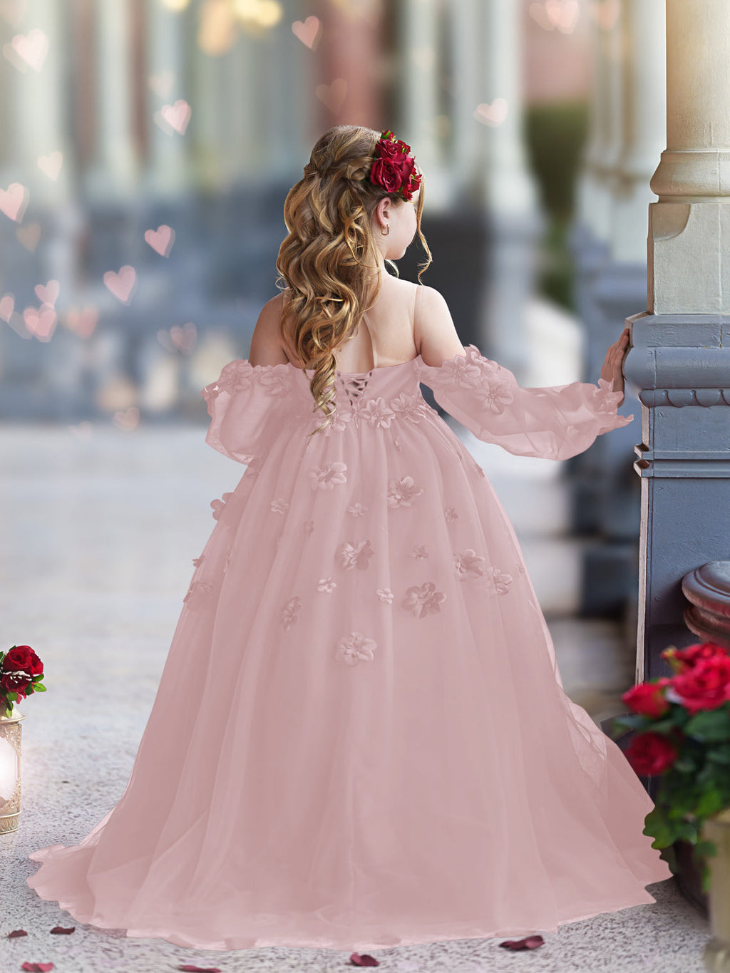 Vestidos de niña de las flores con vestido de princesa y flores en 3D
