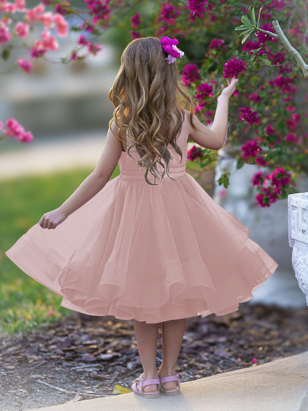 Duchesse-Linie/Princess-Linie Tüll Knielanges Blumenmädchenkleid 