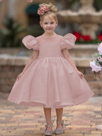 Duchesse-Linie/Princess-Linie Satin Knielang Blumenmädchenkleid 