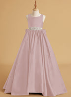 Duchesse-Linie/Princess-Linie Satin Sweep/Pinsel zug Blumenmädchenkleid 