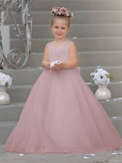 Timeless A-Line Sleeveless Satin and Tulle Flower Girl Dress