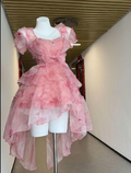 Vestido de fiesta de tul rosa con capas, bonito, para regreso a casa, Y7663