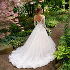 Vintage Wedding Dresses For Women Appliques Long Sleeves Bride Gowns Backless A Line Vestidos De Noiva Mariage-payinti