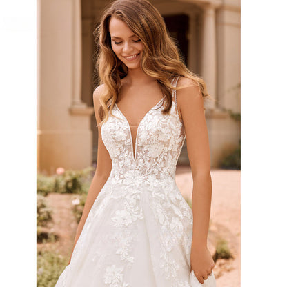 RODDRSYA Boho Elegant Wedding Dresses For Women 2023 V-Neck Lace Appliques Bridal Gowns Backless With Button Vestidos De Novia-payinti