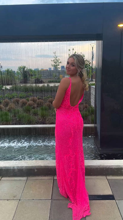 Elegantes Pinkes Ballkleid, Rückenfreies Abendkleid, Abendkleid Y1717