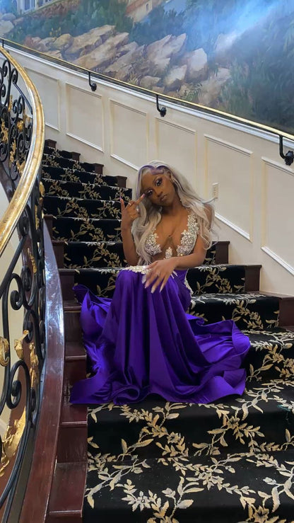 Sexy Lila Meerjungfrau Ballkleid, Charmantes Abendkleid Y1708