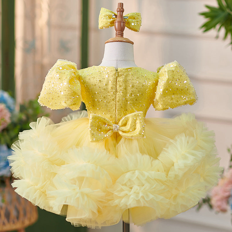 Vestido de tul con lentejuelas hasta la rodilla para niña