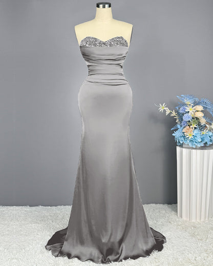 Sleeveless Mermaid Long Prom Gown with Sequined Sweetheart