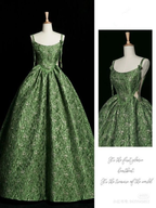 Vestido de noche verde vintage con tirantes finos, corte A, para fiesta de graduación, cumpleaños, Y7567