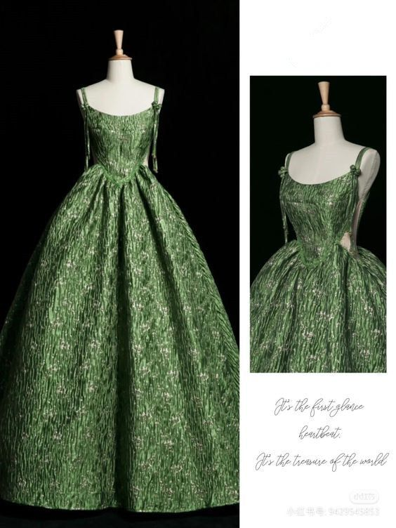 Vestido de noche verde vintage con tirantes finos, corte A, para fiesta de graduación, cumpleaños, Y7567