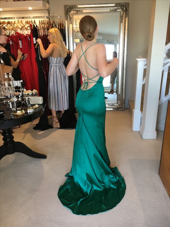 Grünes Meerjungfrau Langes Abendkleid, Formales Kleid Y640