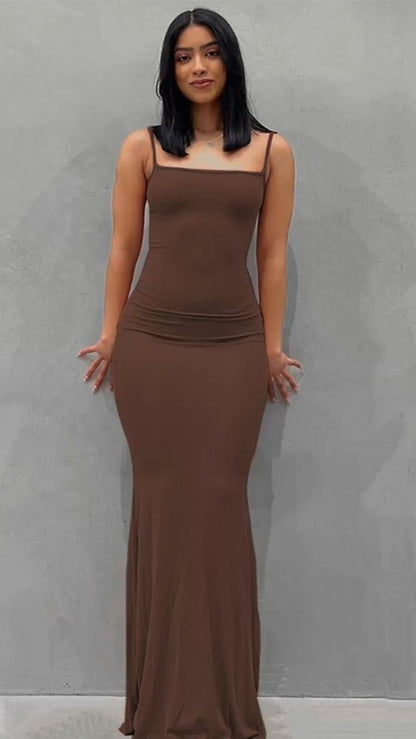 Vestido de fiesta largo con tirantes finos y corte sirena, sexy, Y566