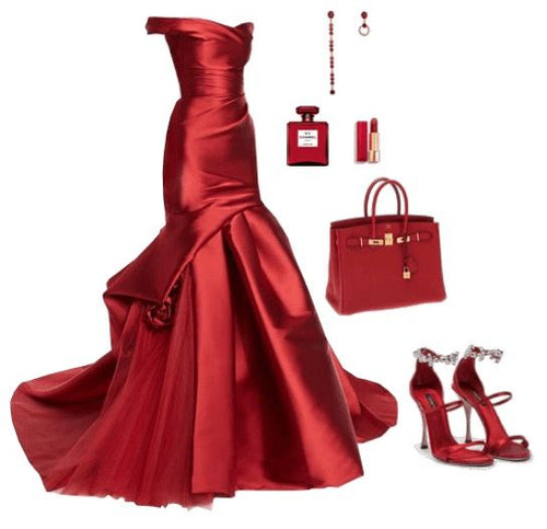 Charmantes Burgunder Satin Abendkleid, Meerjungfrau Satin Abendkleid, Festzugskleid Y745