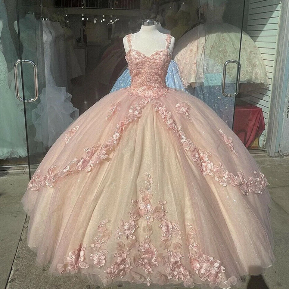 Elegante vestido de fiesta con apliques de tul para quinceañeras Y397