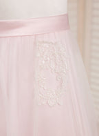 A-Linie Satin Tüll Knöchellanges Rosa Kleid (2003227111)