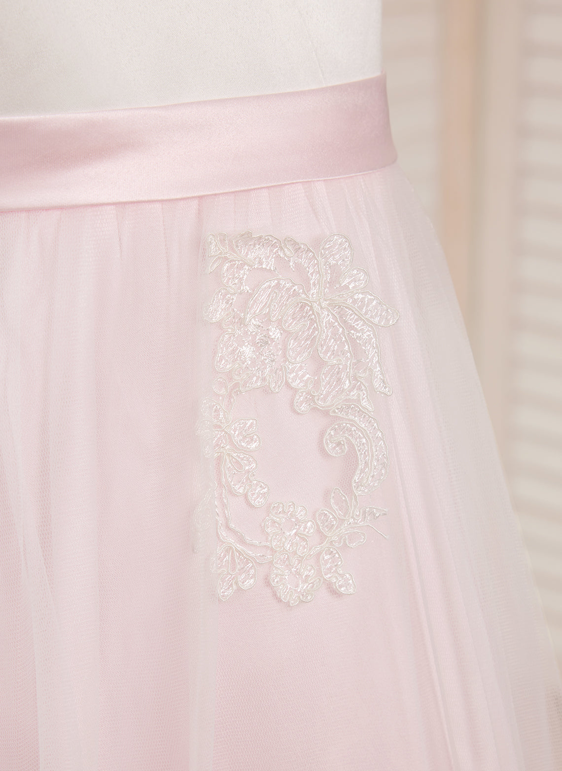 A-Linie Satin Tüll Knöchellanges Rosa Kleid (2003227111)