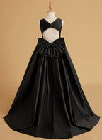 Duchesse-Linie/Princess-Linie Satin Sweep/Pinsel zug Blumenmädchenkleid 