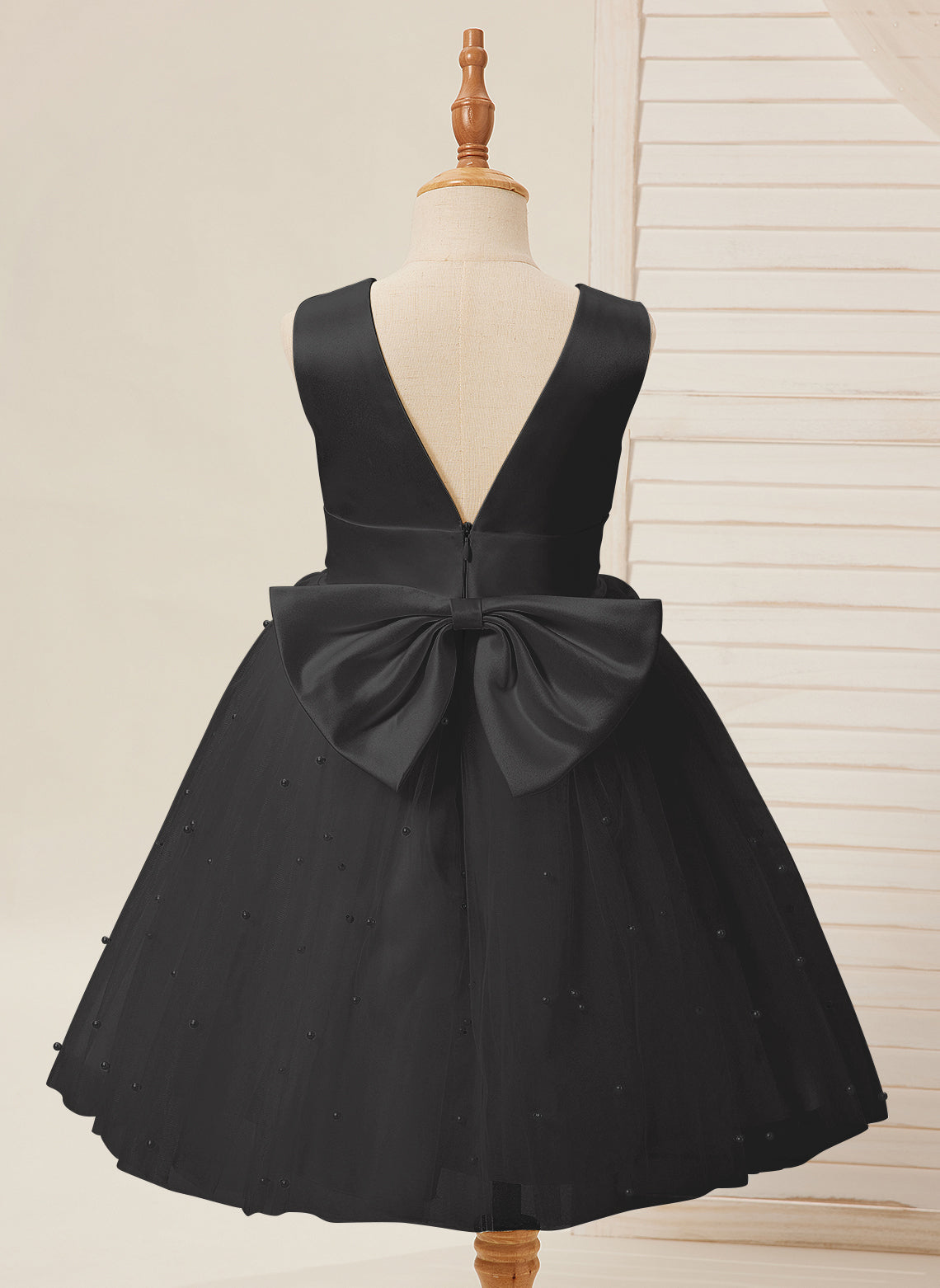 Duchesse-Linie/Princess-Linie Satin Tüll Knielang Blumenmädchenkleid 