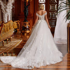 V-neck Sexy Romantic Wedding Dress 2023 A-line Floor-length Charming Off The Shoulder Beaded Appliques Bridal-payinti