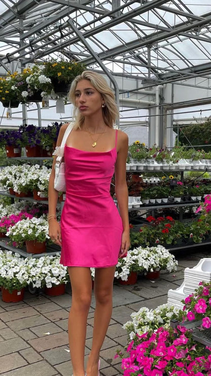 Vestido de fiesta corto y sencillo con tirantes finos para mujer, vestido de club Y61