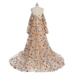 Floral Off Shoulder Embroidery Lace Dress Maternity Dresses for Photo Shoot Side Slit Pregnancy Shooting Dress Sunnderly SY230320