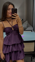 Vestido corto de fiesta con cuello halter y escote uva, ideal para cumpleaños y graduación, Y7597