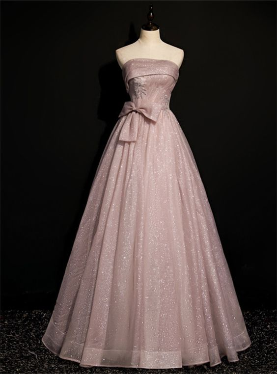 Hermoso vestido de fiesta de tul rosa con lentejuelas, sin tirantes, plisado y abalorios, vestido formal de baile para cumpleaños, quinceañera, Y7579