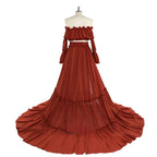 Elegante vestido de maternidad con hombros descubiertos para sesión de fotos, largo, cintura elástica, estilo bohemio, maxivestido para fotografía SY220912 