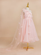 A-Linie Organza Tee-Länge Rosa Kleid (010220821) 