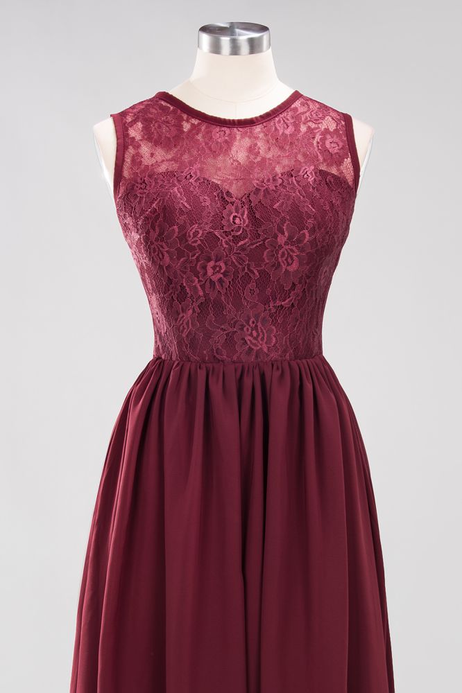 Elegante vestido de dama de honor de encaje sin mangas, corte A, gasa, volantes, joya, largo hasta el suelo, con apliques