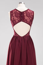 Elegante vestido de dama de honor de encaje sin mangas, corte A, gasa, volantes, joya, largo hasta el suelo, con apliques