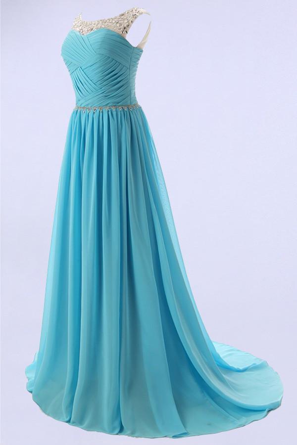 Elegante vestido de dama de honor/fiesta de graduación con escote en A y cuentas, talla PG 206