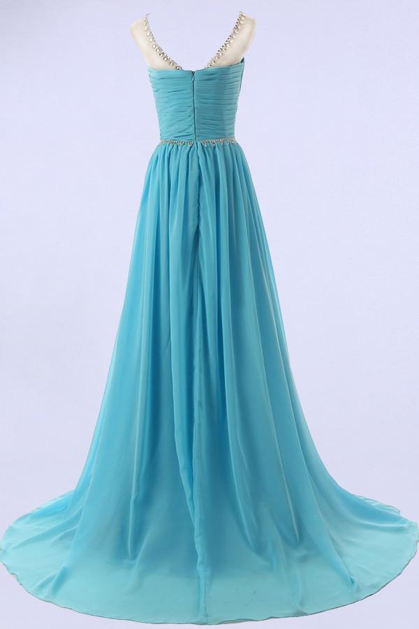 Elegante vestido de dama de honor/fiesta de graduación con escote en A y cuentas, talla PG 206
