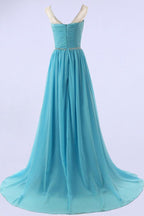 Elegante vestido de dama de honor/fiesta de graduación con escote en A y cuentas, talla PG 206