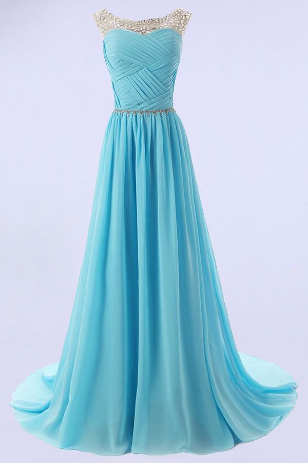 Elegante vestido de dama de honor/fiesta de graduación con escote en A y cuentas, talla PG 206