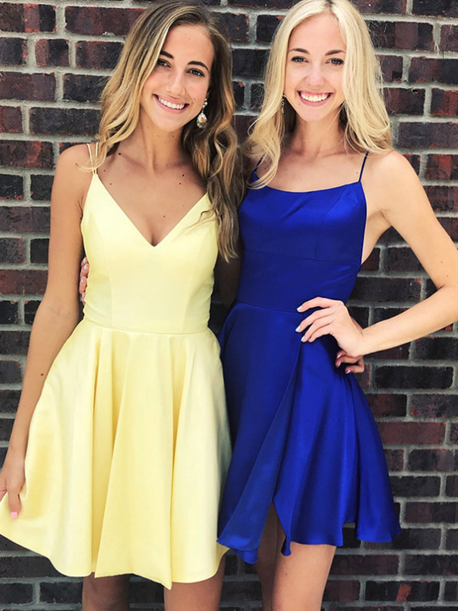 Elegantes vestidos de fiesta cortos con escote en V y espalda descubierta