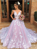 Elegante vestido de noche formal de fiesta largo con escote en V y encaje y espalda abierta