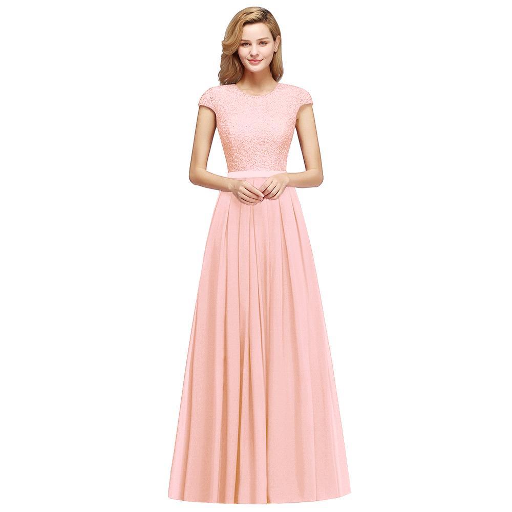 Elegante vestido de noche con mangas cortas y corte en A, vestido de fiesta largo azul marino
