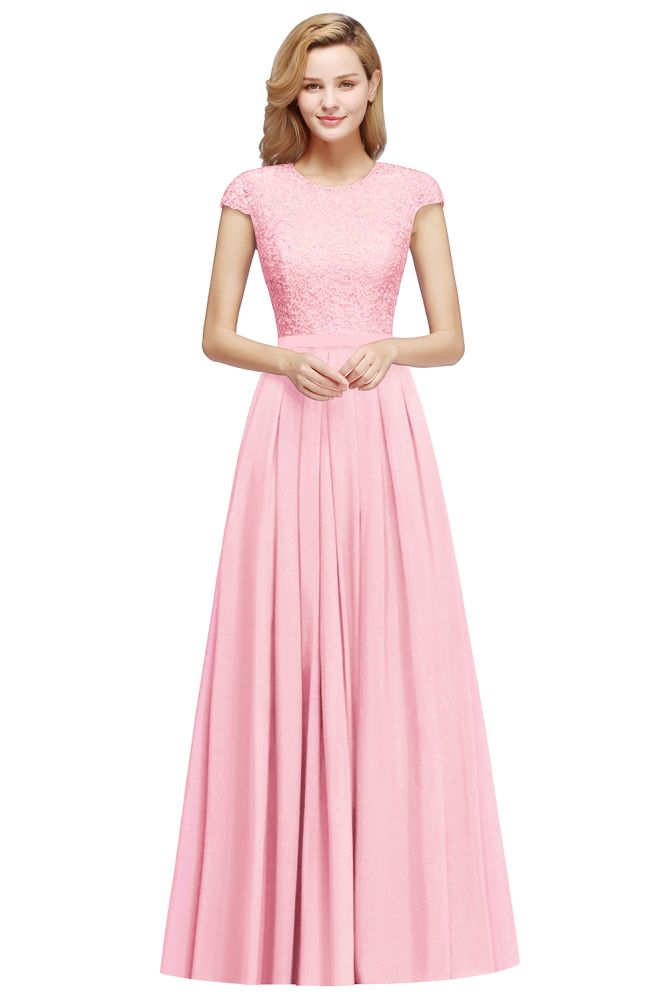 Elegante vestido de noche con mangas cortas y corte en A, vestido de fiesta largo azul marino