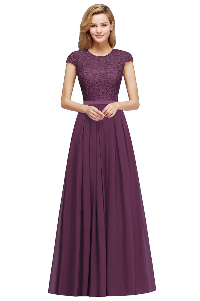 Elegante vestido de noche con mangas cortas y corte en A, vestido de fiesta largo azul marino