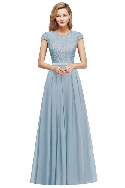 Elegantes A-Linien-Abendkleid mit Flügelärmeln, marineblau, langes Partykleid